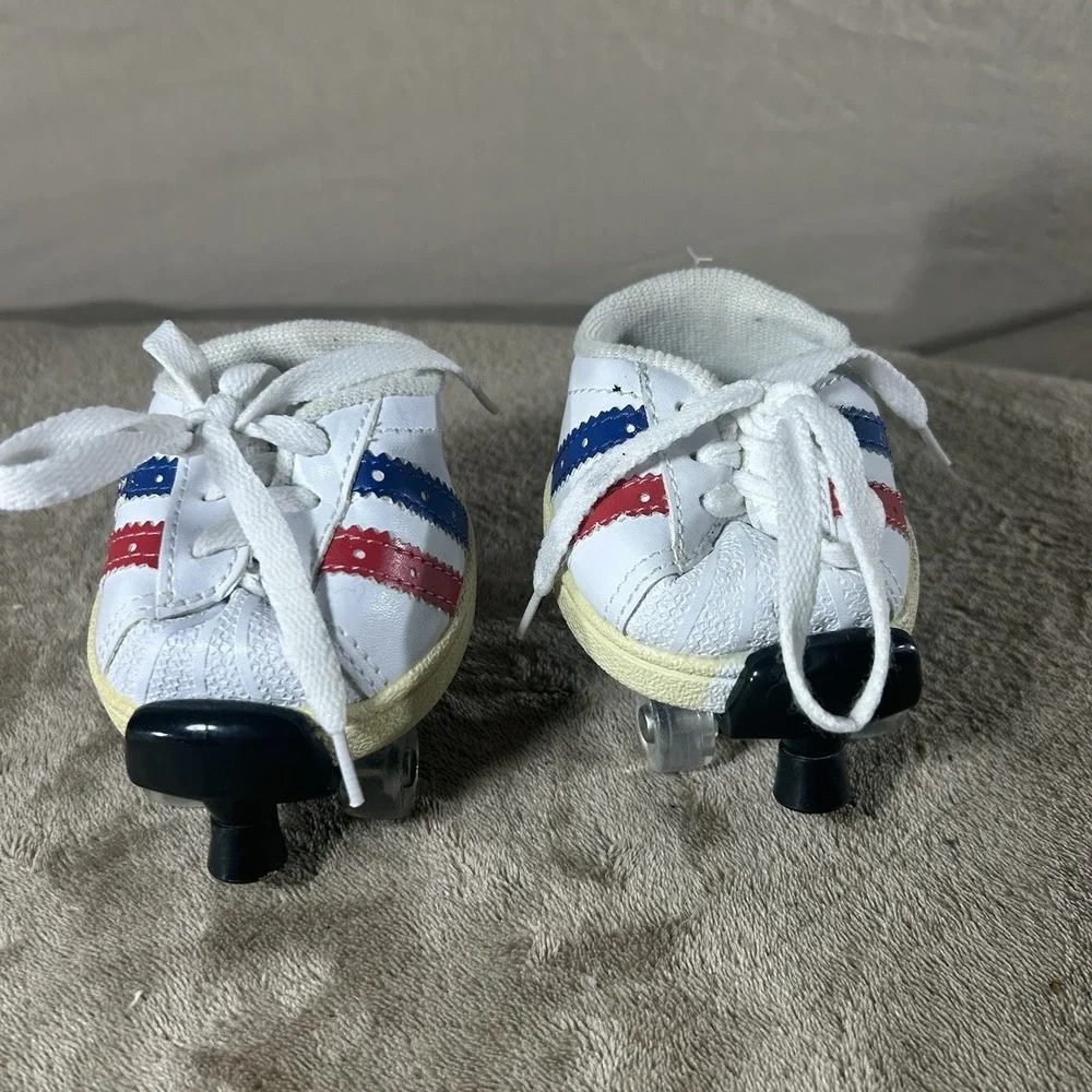 Lot of 2 Build-A-Bear Workshop Roller Skates Y2K White Red Blue Striped 2009